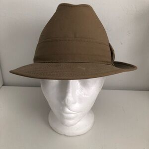 London Fog Classic Brown Fedora Hat with Side Bow - 7 1/4